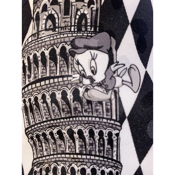 Looney Tunes Mania Neck Tie Bugs Bunny Taz Tweety Coyote Leaning Tower of Pisa - Picture 4 of 6